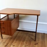 Scandinavian teak boomerang desk and its chair 1960