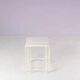 1980s side table beige metal frame with travertine top in the style of Max Sauze