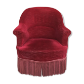 Fauteuil crapaud ancien en velours rouge