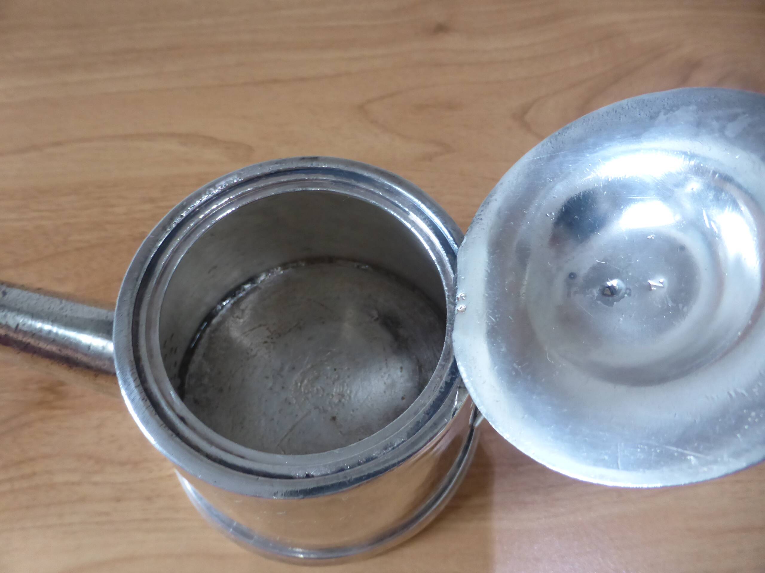 Vintage silver-plated metal teapot, pottery style
