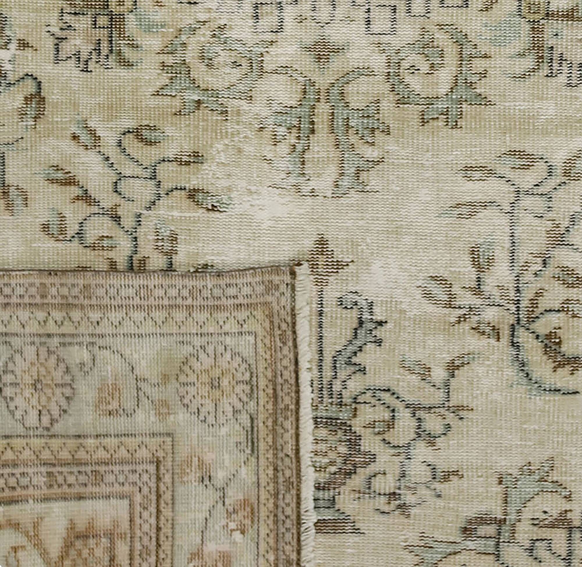 Vintage Turkish Carpet Medallion Beige Green 314 x 188 cm