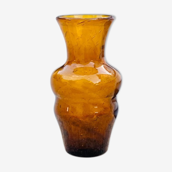 Vase en verre bullé