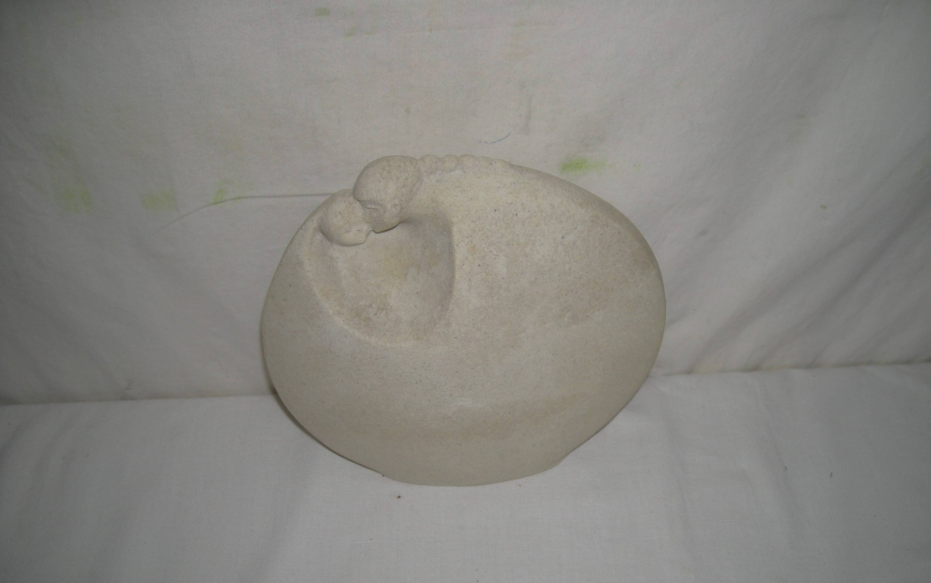 Mother and Child Sculpture - Marbell Stone Art from the 80s