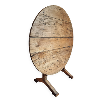 Antique winegrower's table – France, late 19th century – Round top Ø105 cm