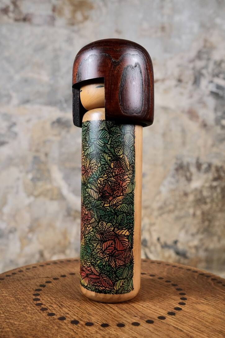 Leaf kokeshi, by Usaburo, Japan, 1970s