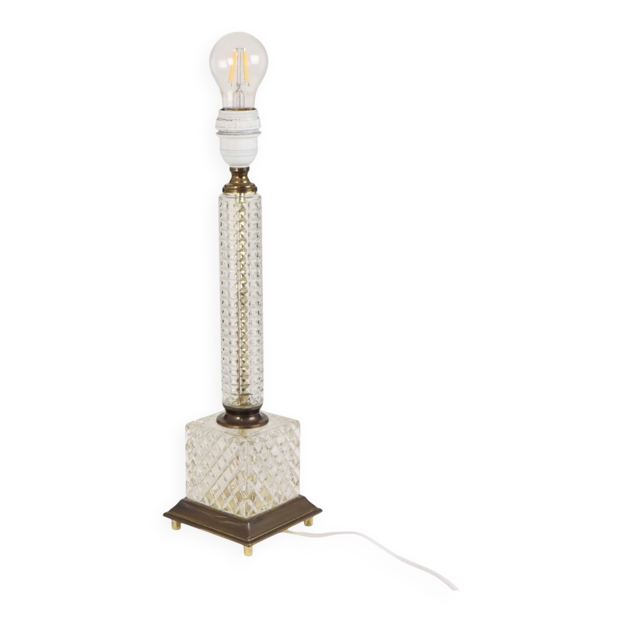 Vintage Classic Glass Table Lamp – Massive – 1980s