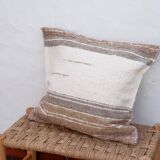 Housse de cousin beige - artisanale tissé main en coton recyclé