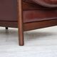 1970s, 2-seater Swedish sofa, brown leather with patina, dark beech wood.