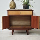 Vintage teak and marble bedside table 1960