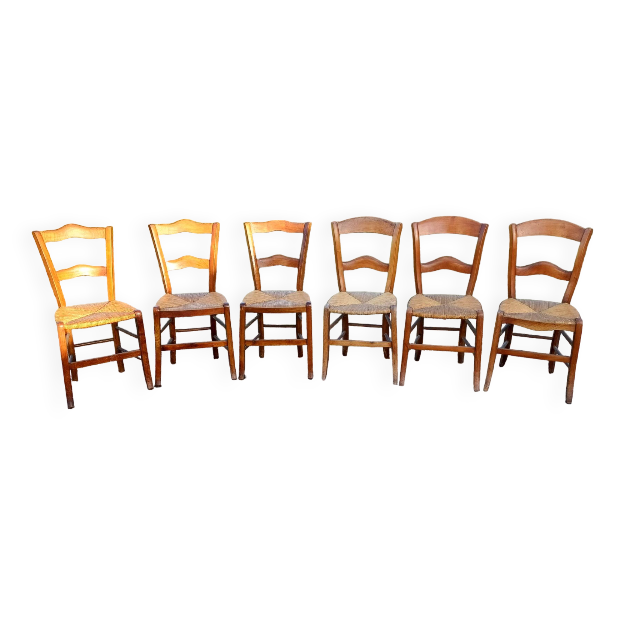 6 Old Straw Chairs