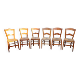 6 Old Straw Chairs