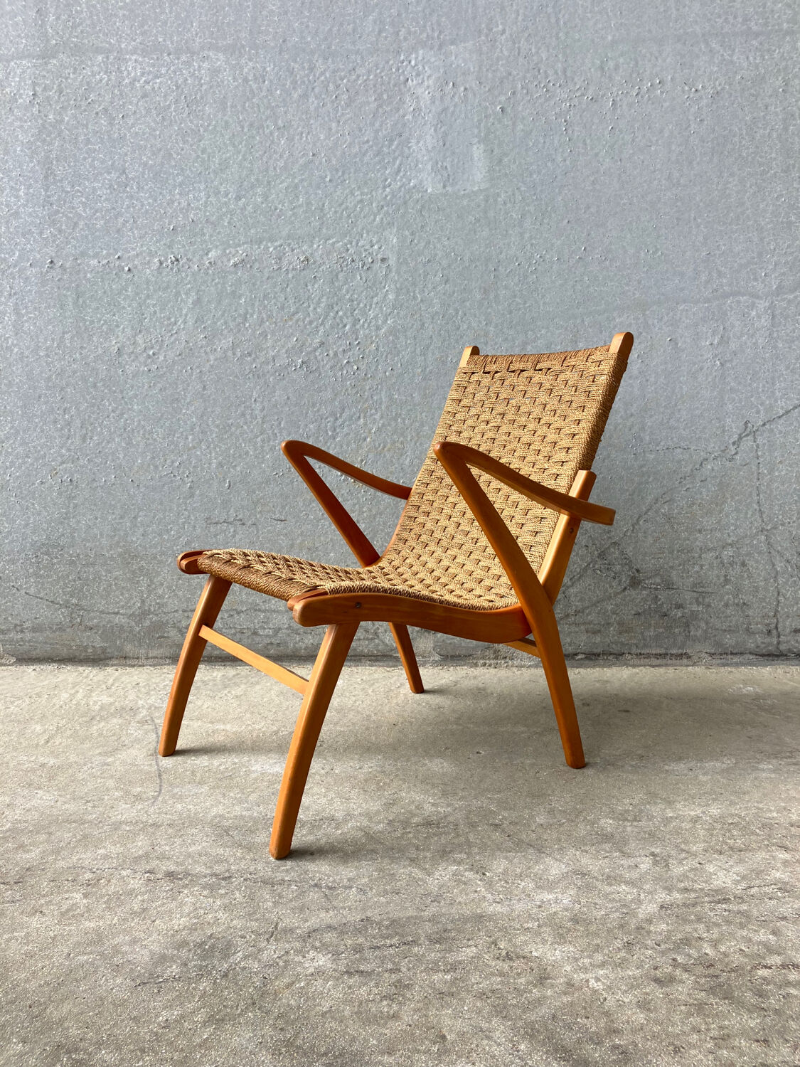 Woven rope armchair, Netherlands, 1950