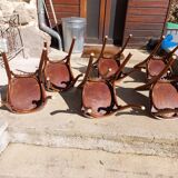 6 chaises Baumann en bois et simili cuir