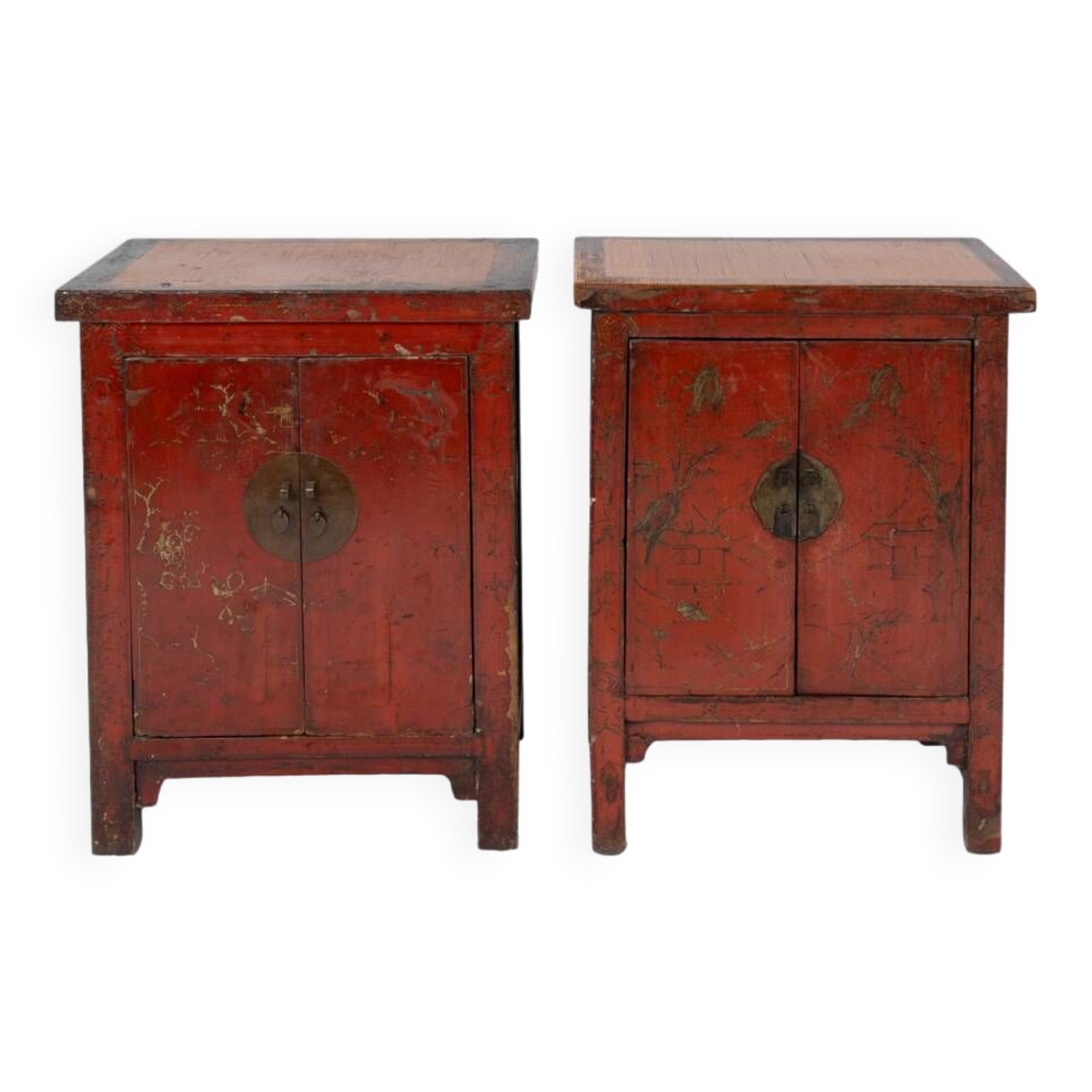 Two Chinese red lacquer sideboards. Nineteenth century.