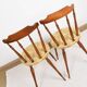 Pair of chairs in turned wood and fabric, vintage, dating from 1960.