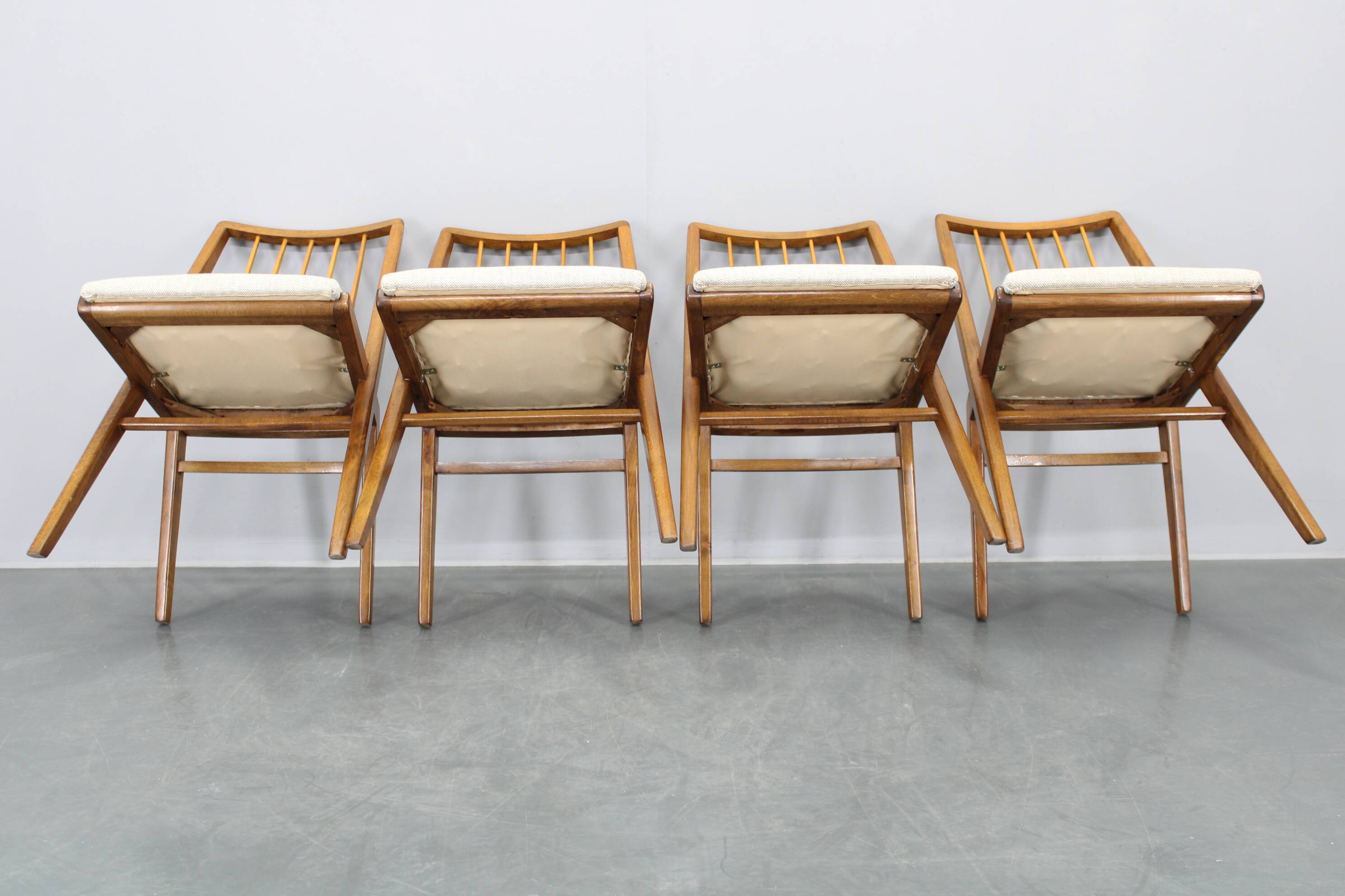 1970s Set of Four Beech Dining Chairs, West Germany
