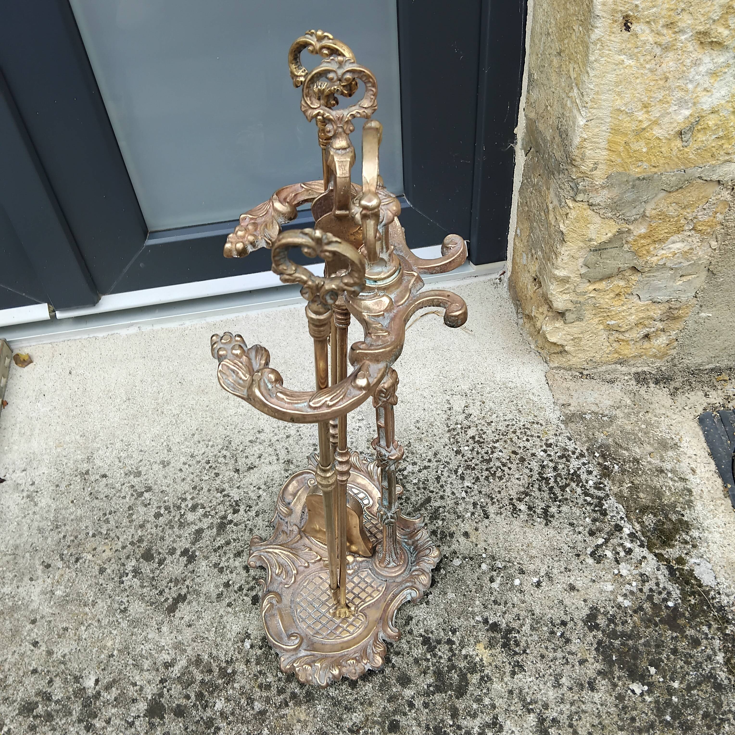 Brass fireplace set