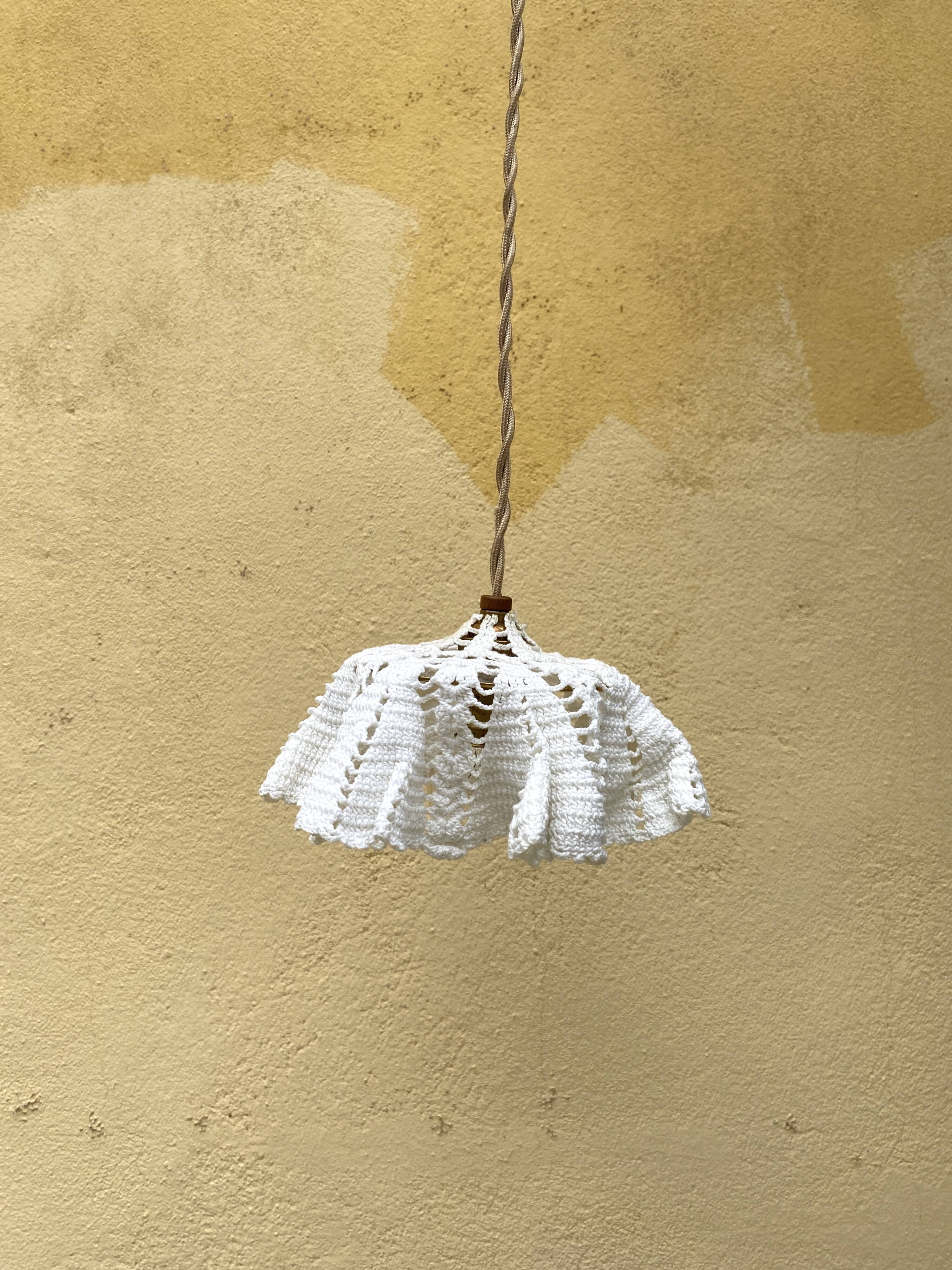 Fabric, glass, brass portable lamp, 3m cable