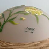Opaline pendant light hand painted and signed