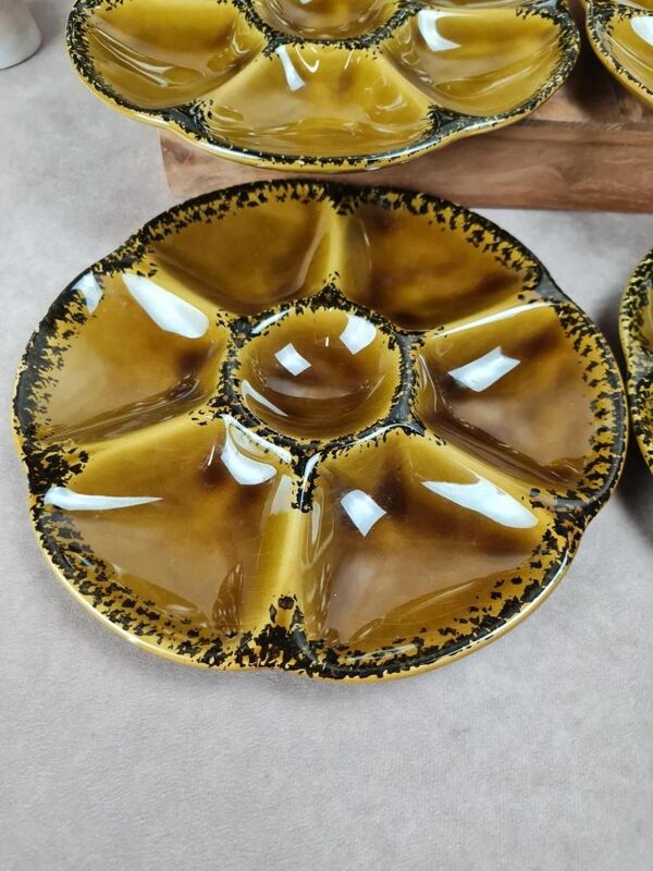 Lot de 8 assiettes à huîtres Gien, magnifique service vintage