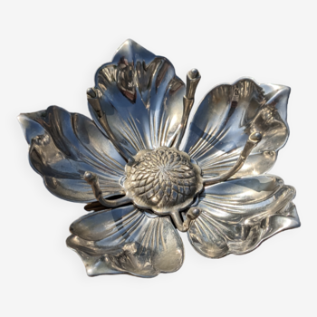 Silver metal flower ashtray