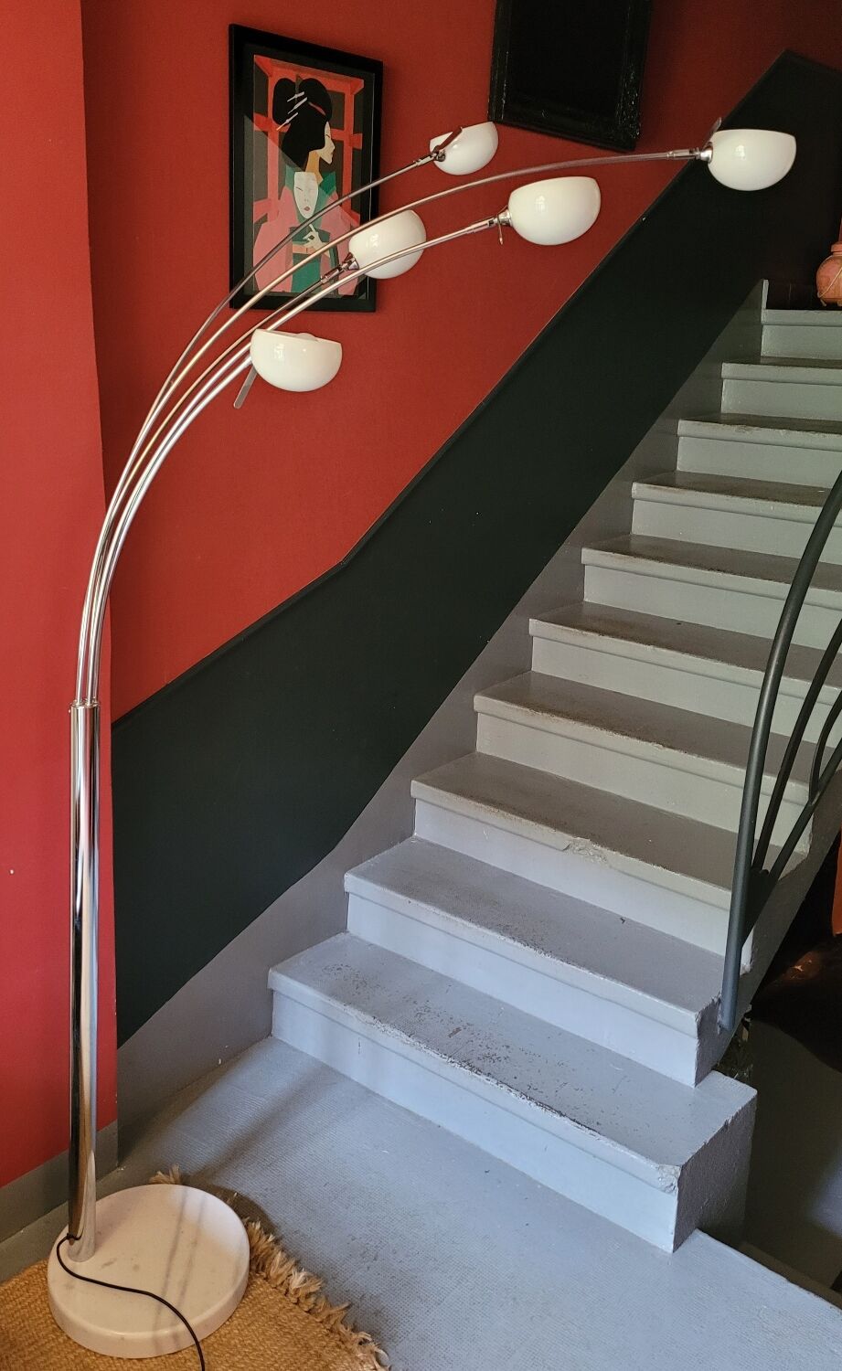 Lily of the valley floor lamp 5 opaline globes