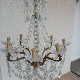 Lustre ancien bronze et cristal 8 branches