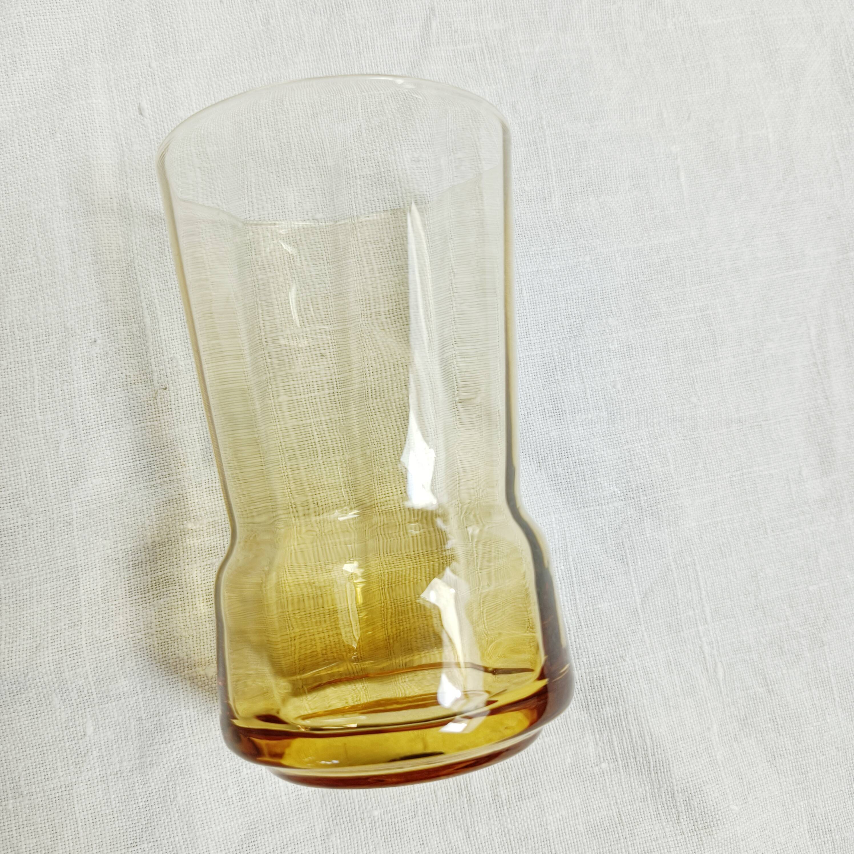 Set of 2 yellow glass water glasses