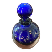Flacon verre soufflé - bleu nuit - vintage