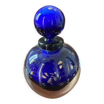 Flacon verre soufflé - bleu nuit - vintage