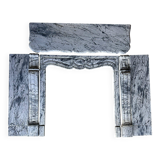 Pompadour fireplace in Louis XV style from around 1880 in blue floral marble.
