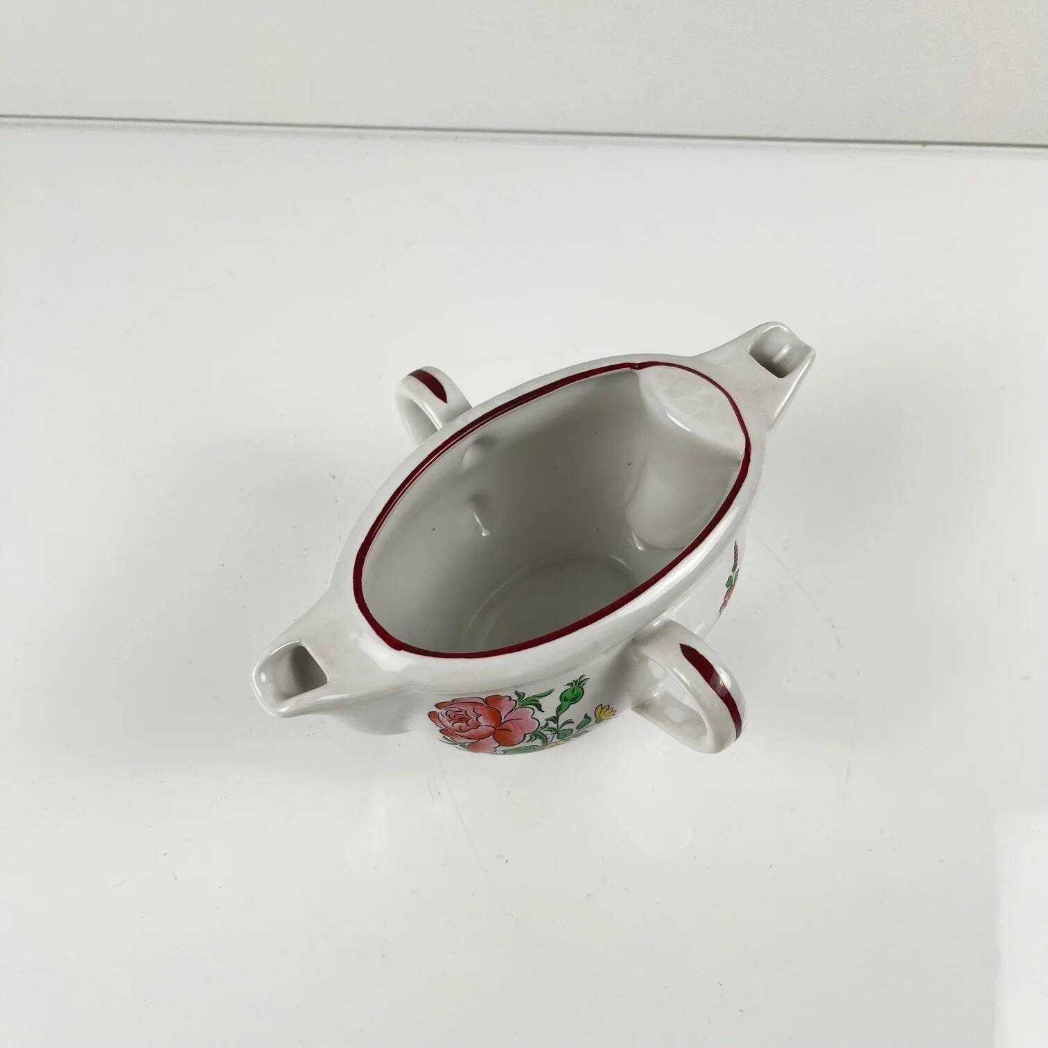 Rare double spouted sauceboat model Réverbère by KG Lunéville