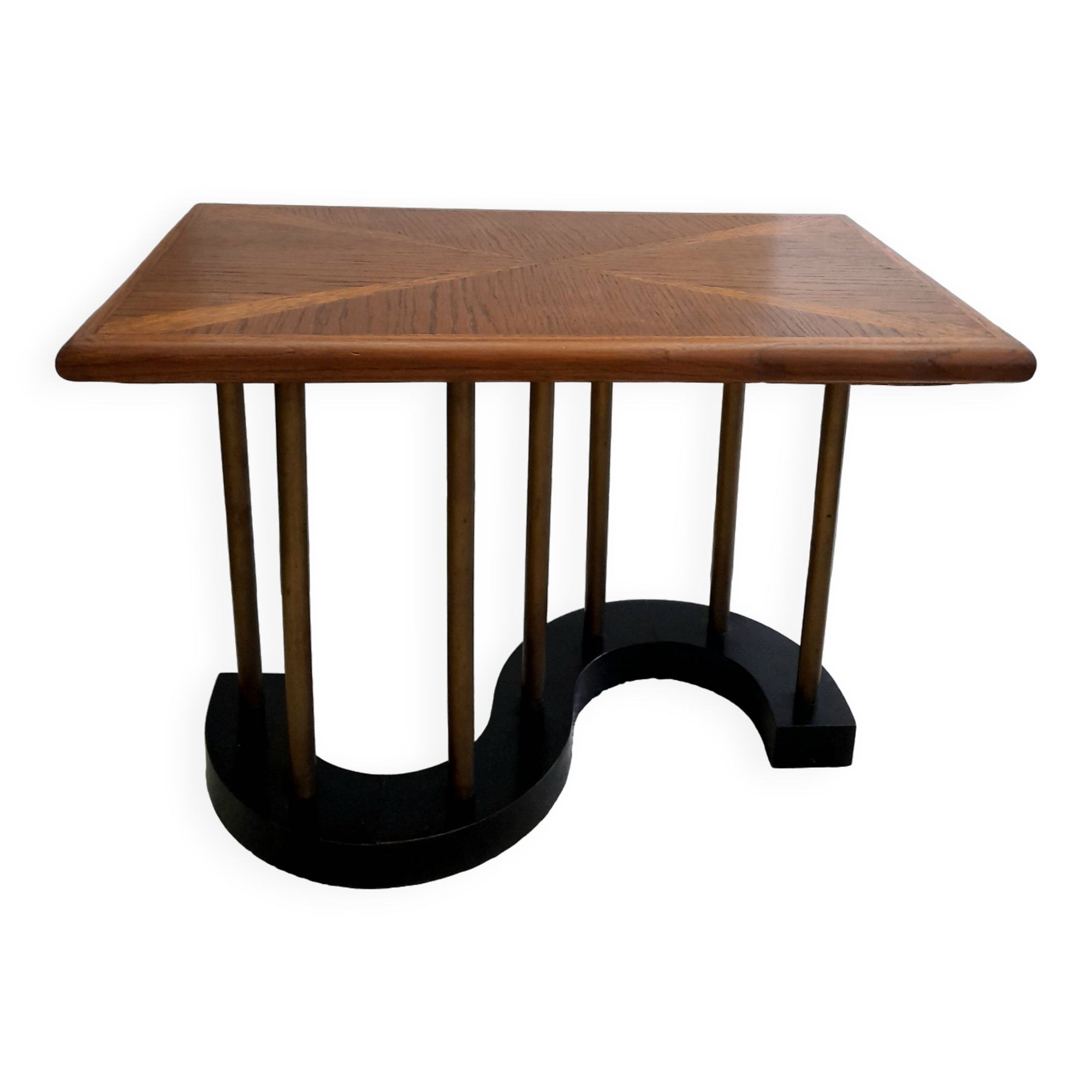 Oak and brass coffee table circa 1960