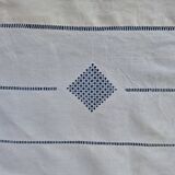 Ancien drap en lin avec grand retour - jours fait main - 206 x 350 cm