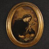 Antique oval painting of Saint Catherine of Genoa from the 17th century