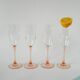 Set of 4 champagne flutes with pink feet, 1970