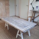 Industrial coffee table with trestles