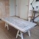 Industrial coffee table with trestles
