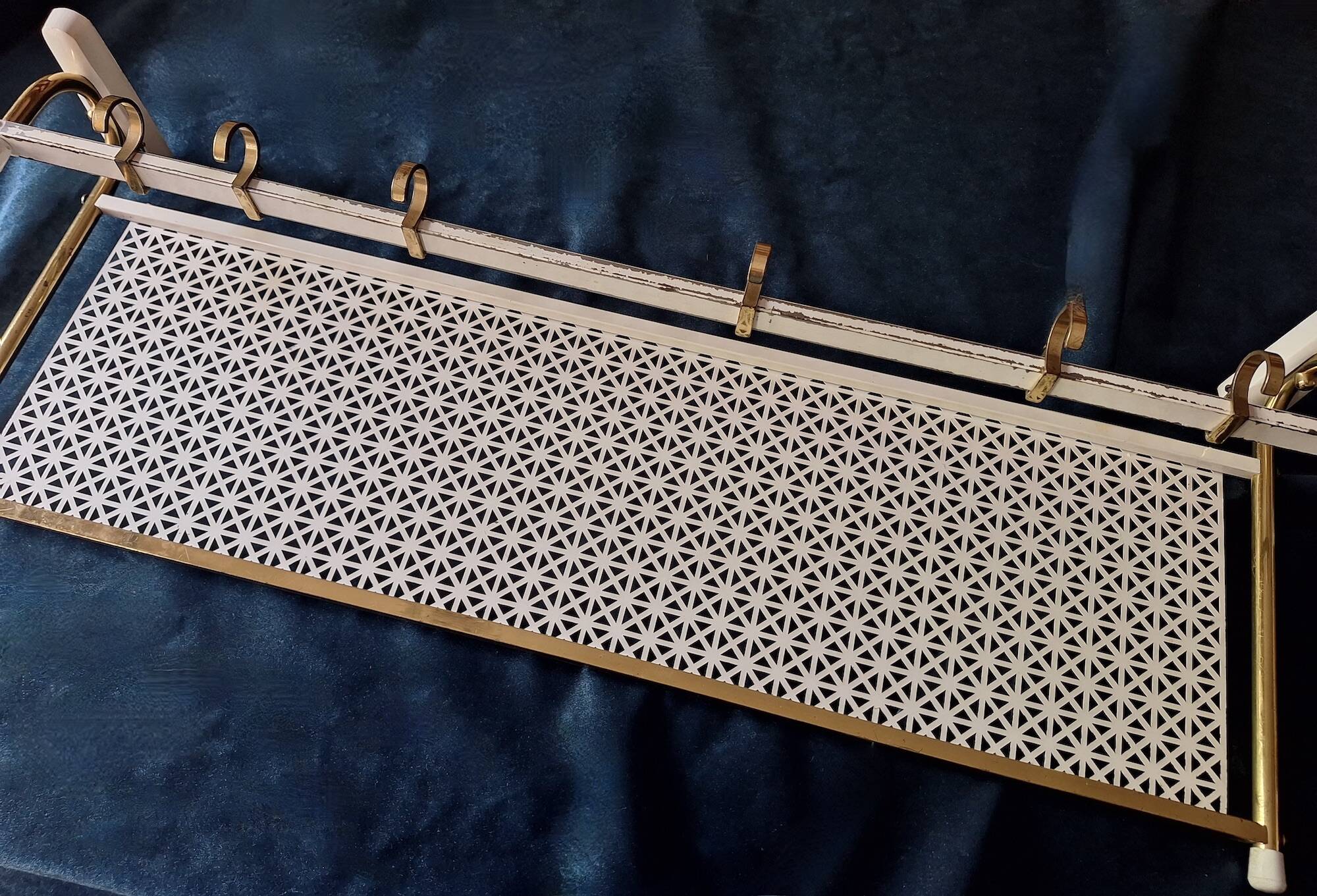 Brass and perforated metal coat and hat rack, 1960s