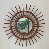 1960s rattan sun mirror.