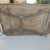 Folding metal and stripped garden table