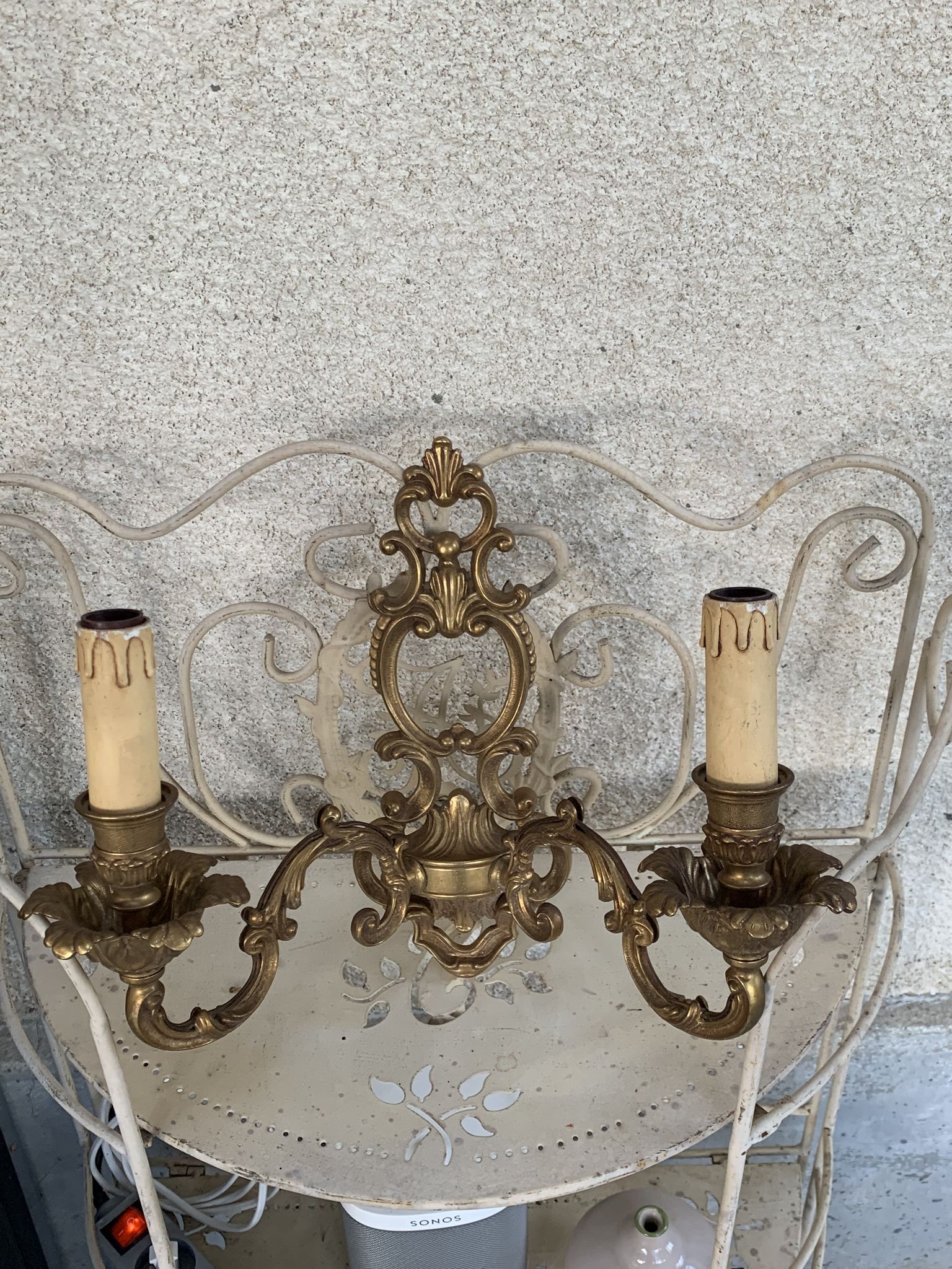 Wall lamp in gilded bronze style Louis XV baroque vintage