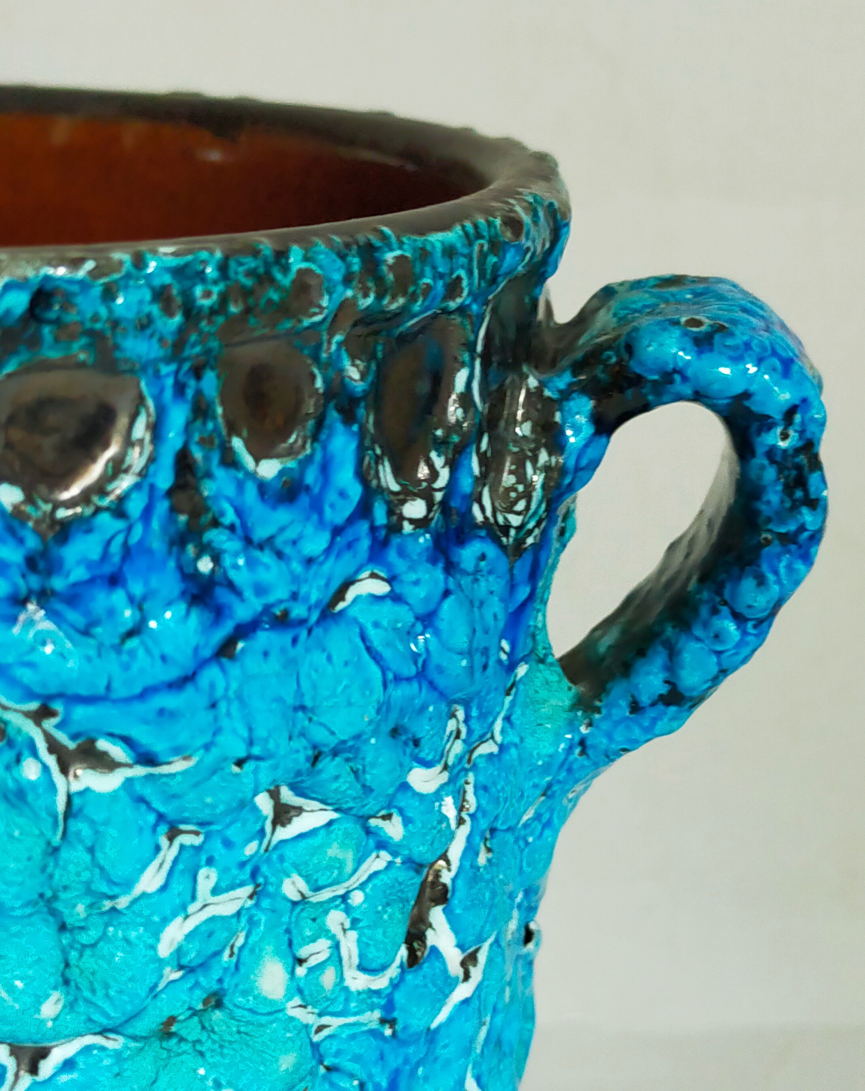 Covered ceramic pot fat-lava foam glaciers, enamels le cyclope, annecy