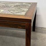 Table basse en palissandre et céramique par P. Jessen, Danemark, années 1960-1970