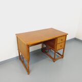 Vintage desk in rattan, woven rattan and wood, Maugrion style Roche-Bobois