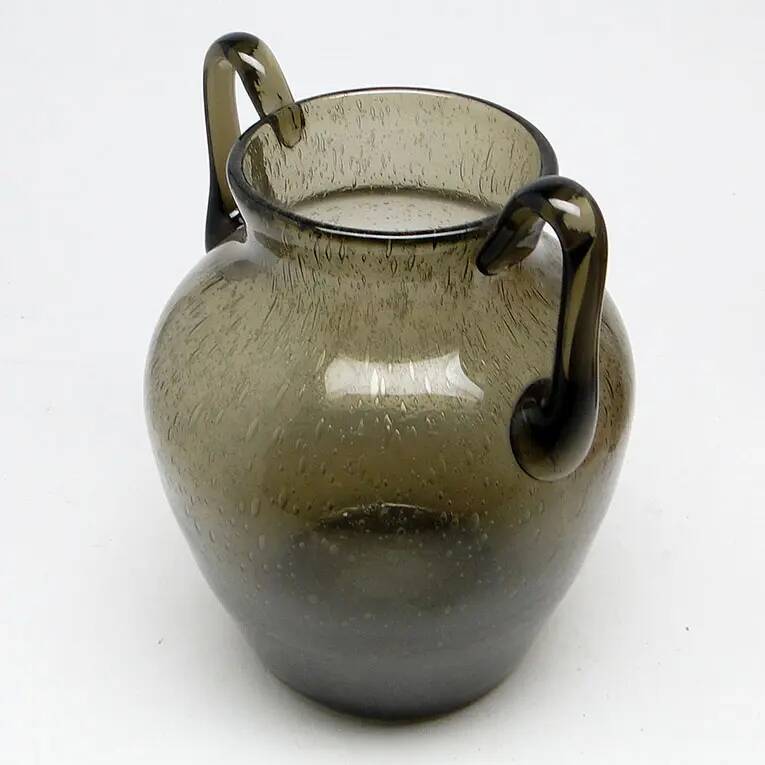 Postmodern vase, olive antico glass, designed by Z. Horbowy, Poland, 1970s