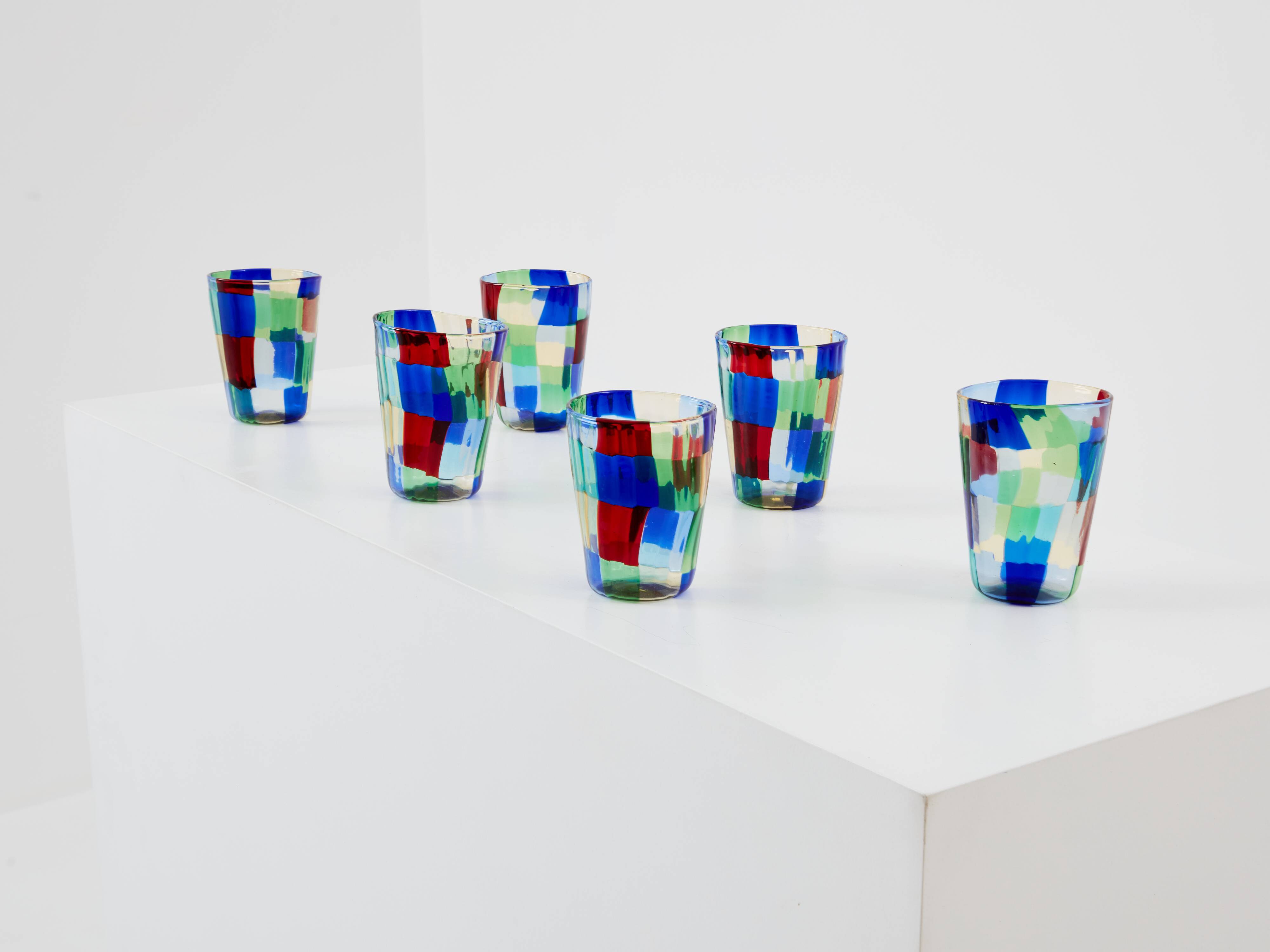 Set of 6 Italian Murano glass goblets circa 1980 murano