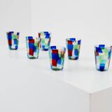 Set of 6 Italian Murano glass goblets circa 1980 murano
