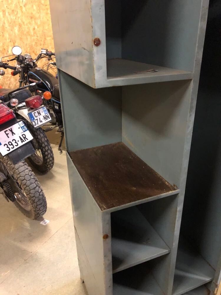 Old metal cabinet 4 shelves and hospital cloakroom