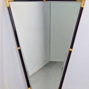 Modern Black Lacquer Metal Triangle Mirror, 1970s
